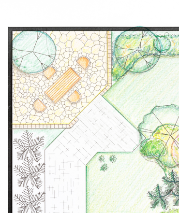 Alternative grafische Darstellung eines Gartenplans für Gartengestaltung in Paderborn