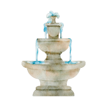 grafik eines brunnen als element der gartengestaltung und landschaftsarchitektur in paderborn
